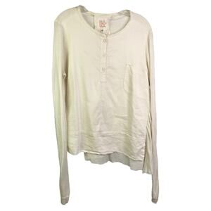 H+ Hannoh Wessel Shirt Womens Sz 40 Creamy White Long Sleeve Asymmetrical Cotton